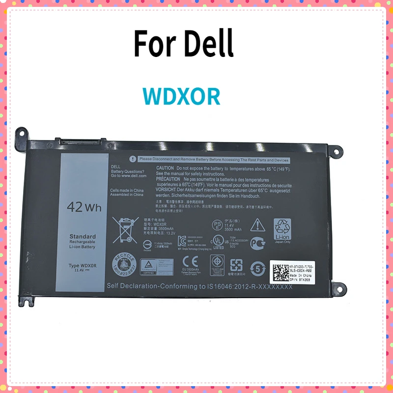 WDX0R WDXOR For DELL Inspiron 13 5378 5468 5368 5538 7579 P61F  11.4V 3500mAh Laptop Battery & Accessories