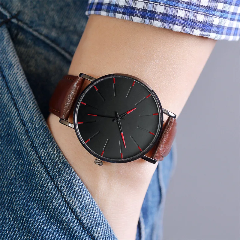 Simple Men\'s Watches Luxury Top Brand Analog Leather Watch Fashion Ultra-thin Quartz Wristwatch Casual Men\'s Clock Reloj Hombre