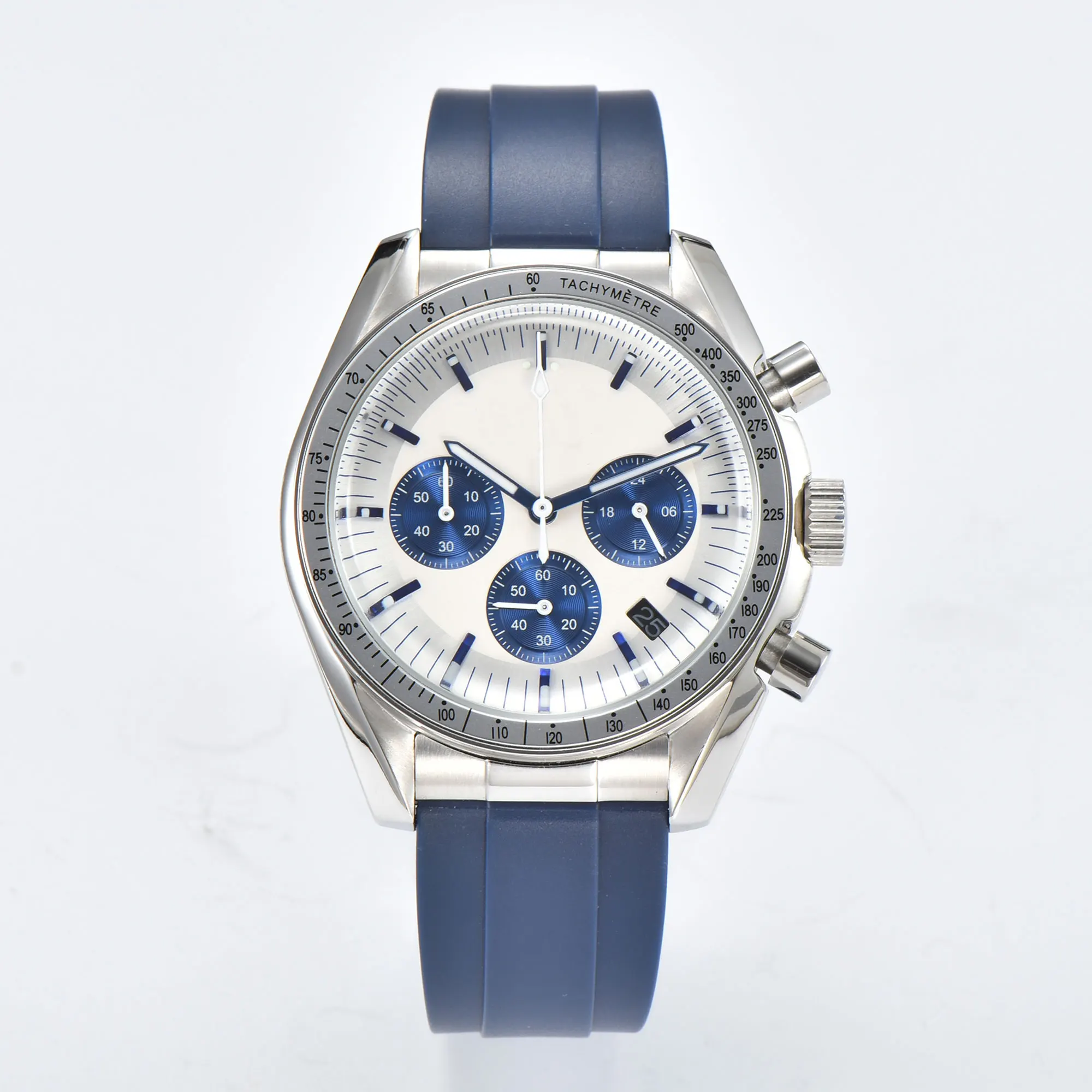 40mm vk63 Japanese original quartz movement speed master watch panda eye timing code watch 316L stainless steel waterproof case