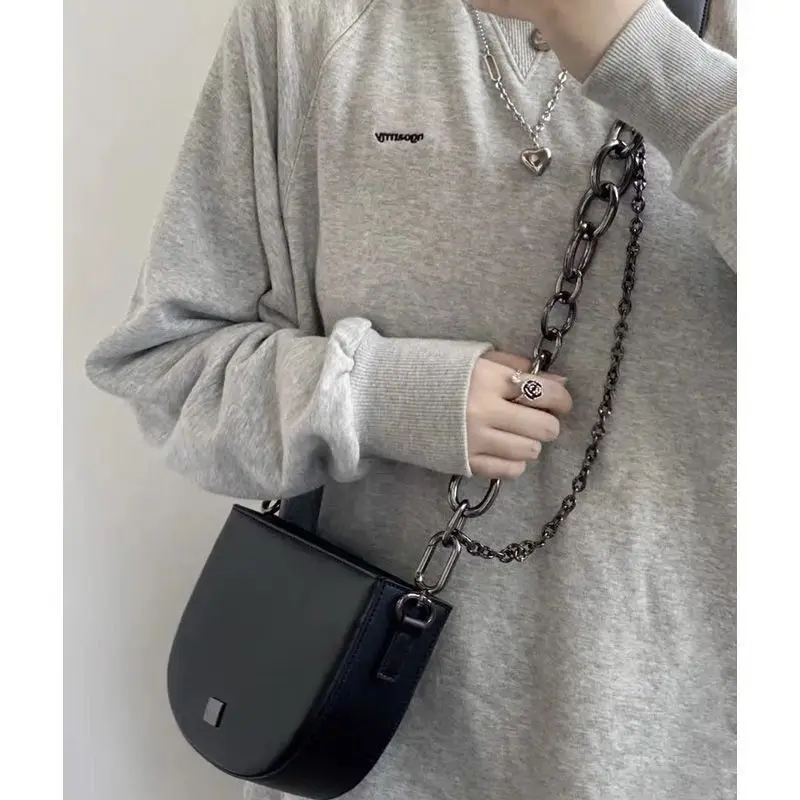 JIAERDI Crossbody Bags For Women Harajuku Black Casual Handbags Lady Streetwear Y2k Vintage Aesthetic Chain Shoulder Bag Female