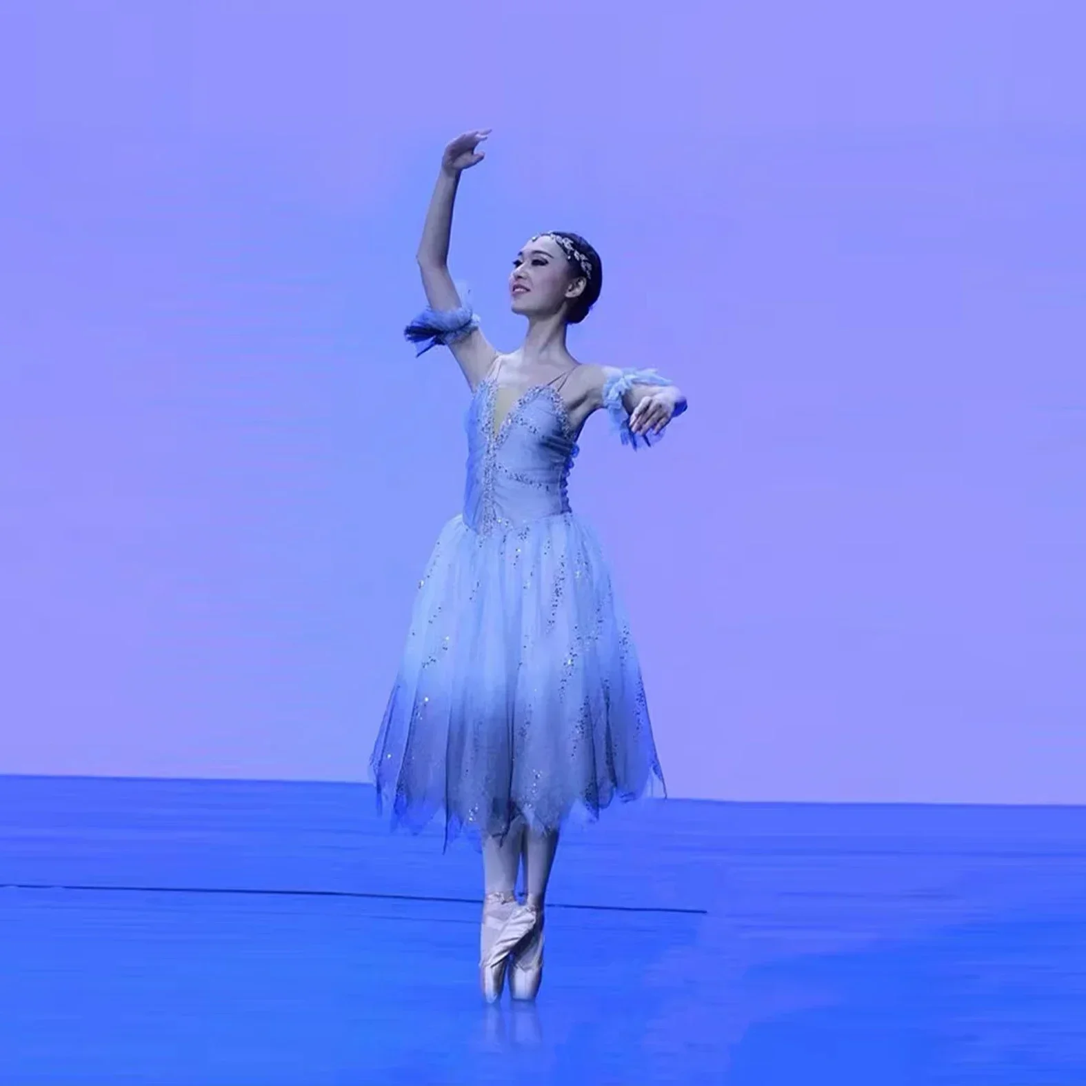 

Балетный костюм для взрослых, профессиональное платье для выступлений, серая пышная юбка, детское балетное платье