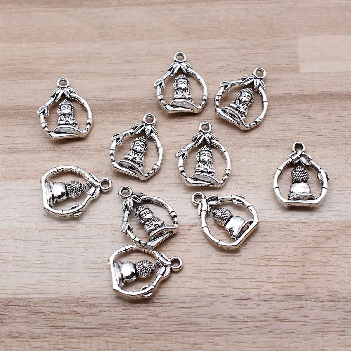 IFOCUS 10pcs/Lot Buddha Charms For DIY Jewelry Making Zinc Alloy 16x12mm/0.63x0.47inch