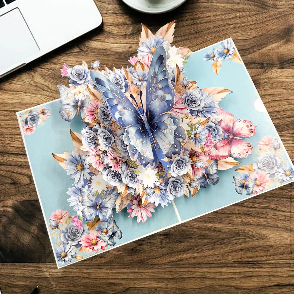 بطاقات تهنئة منبثقة على شكل فراشة ثلاثية الأبعاد، بطاقة بريدية لعيد الحب، الذكرى السنوية، الأم، تهنئة دعوة الزفاف، هدية عيد ميلاد