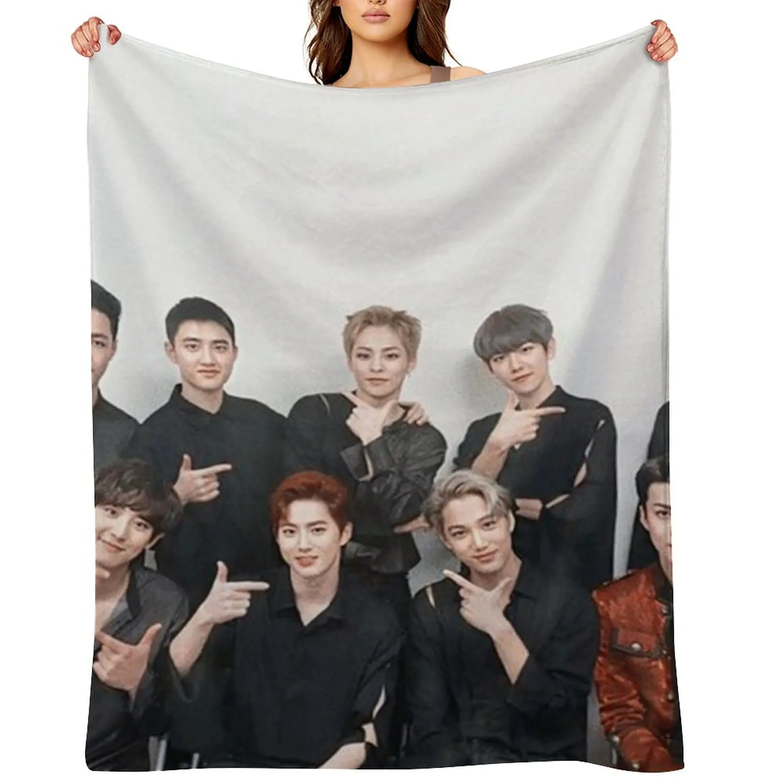 

OT9.EXO.BOYZ Throw Blanket Sleeping Bag Tourist Travel Soft Plush Plaid Blankets