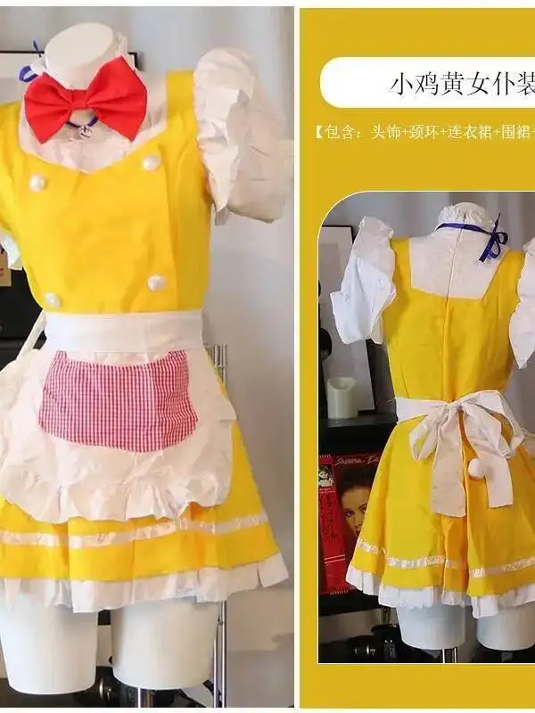 เซ็กซี่คอสเพลย์แม่บ้านน่ารัก Pure Desire สไตล์ Lolita ชุดแม่บ้านชุดและตารางพิมพ์ผ้ากันเปื้อนในรูปร่างลูกแมว Charming ZQO6