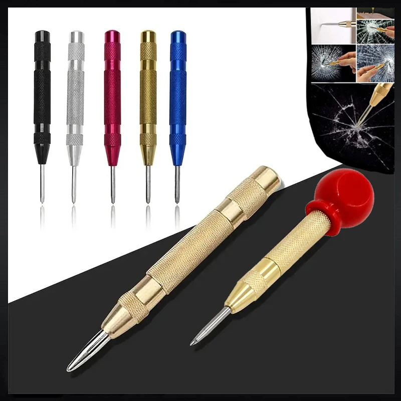 Automatic Center Punch Wood Indentation Mark Woodworking Tool Bit Punch Needle General Adjustable Spring Loaded Metal Drill Tool