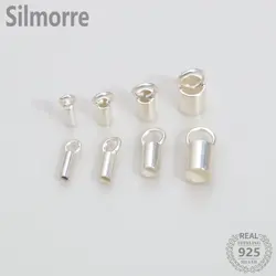 5pcs Solid 925 Sterling Silver Crimp Tube Connectors Clasp&Hook for DIY Bracelet Necklace Making Fine Jewelry Finding