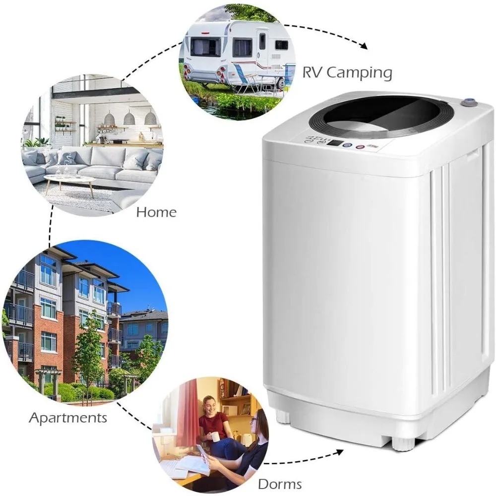 Washing Machine, Full Automatic Washer and Spinner Combo, Built-in Pump Drain 8 LBS Capacity Compact Portable, Washing Machine