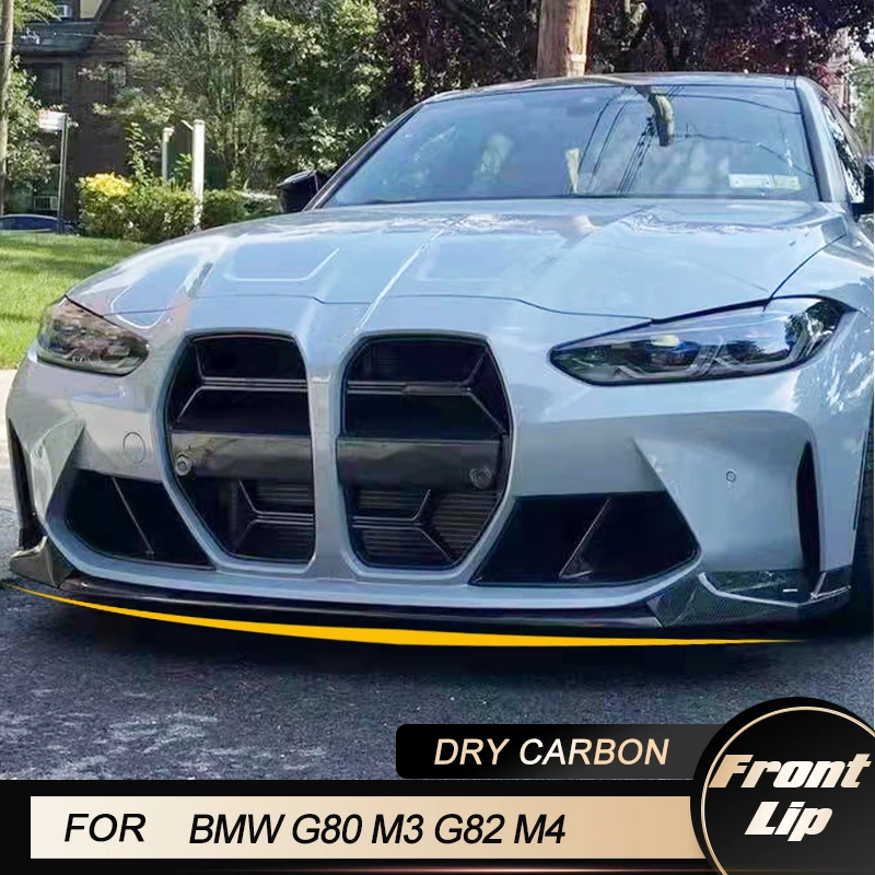 Car Front Bumper Lip Spoiler for BMW G80 M3 G82 M4 2021 2022 Auto Front Lip Chin Apron Guard Body Kits Prepreg Dry Carbon Fiber