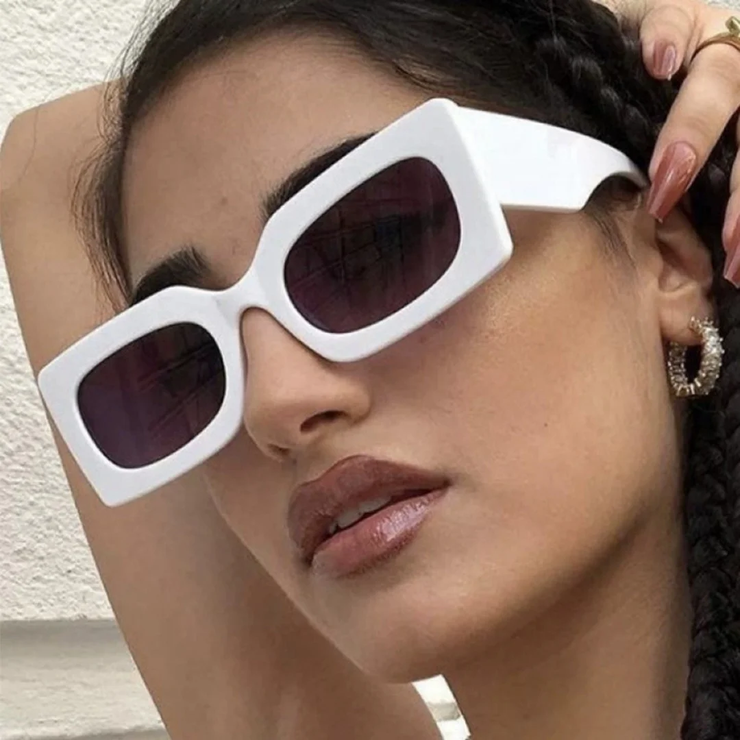 Trendy Small Rectangle Sunglasses Women Vintage Fashion Square Sun Glasses Leopard Candy Color Streetwear Y2K Shades UV400