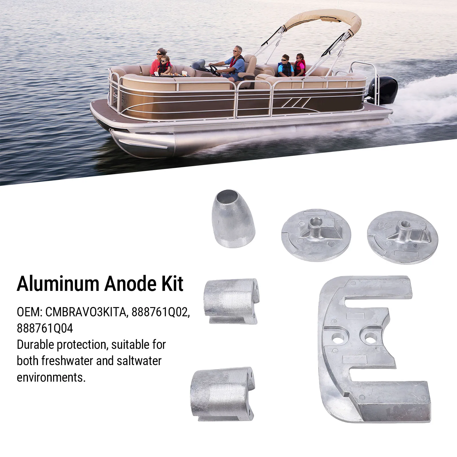 Outboard Aluminum Anode Kit 888761Q02 Marine Boat Anode Kit for Mercruiser Bravo 3 III Drives Sterndrives 2004 and Later