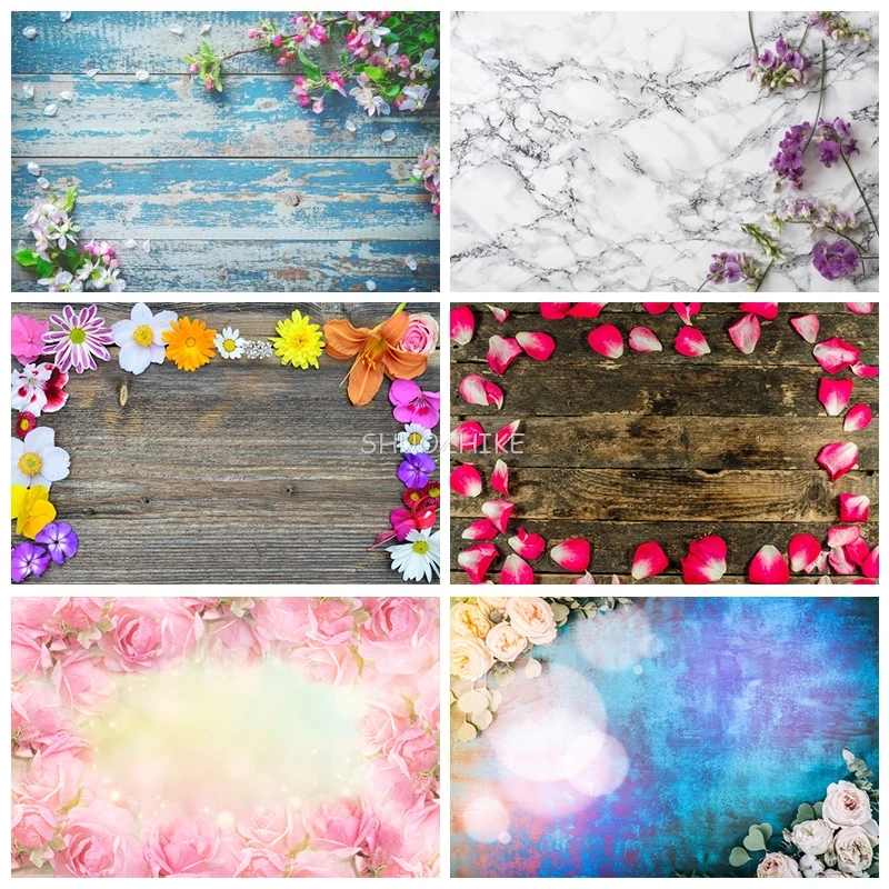 

Wood Photo Backdrops Photography Wooden Board Planks Flower Petal For Party Doll Baby Child Portrait Photo Studio Background