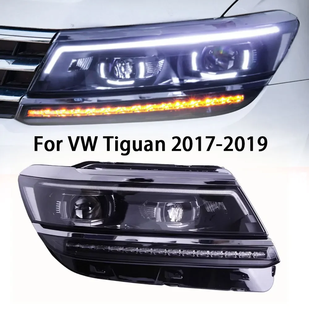 

Автомобильные фары для VW Tiguan 17-21, высокий стиль, светодиодные автомобильные фары в сборе, обновление, комплект аксессуаров для линз проектора с высокой настройкой