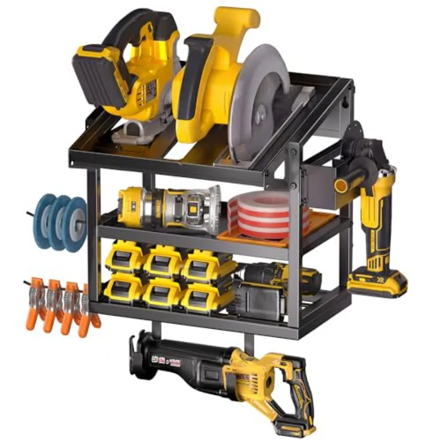 

Circular Saw Holder Wall Mount 3-Tier Heavy Duty Metal Saw Storage Rack for 7-1/4" Saws Angle Grinder and Blades Circular Saw A