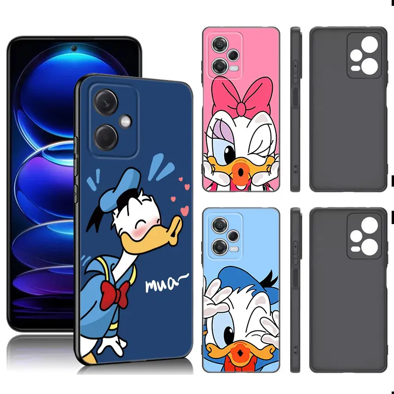 Disney Donald Duck Black Silicone Phone Case For Xiaomi Redmi Note 9 10 11 11S 11T 12 13 Pro 5G Plus 9S 10S 12S