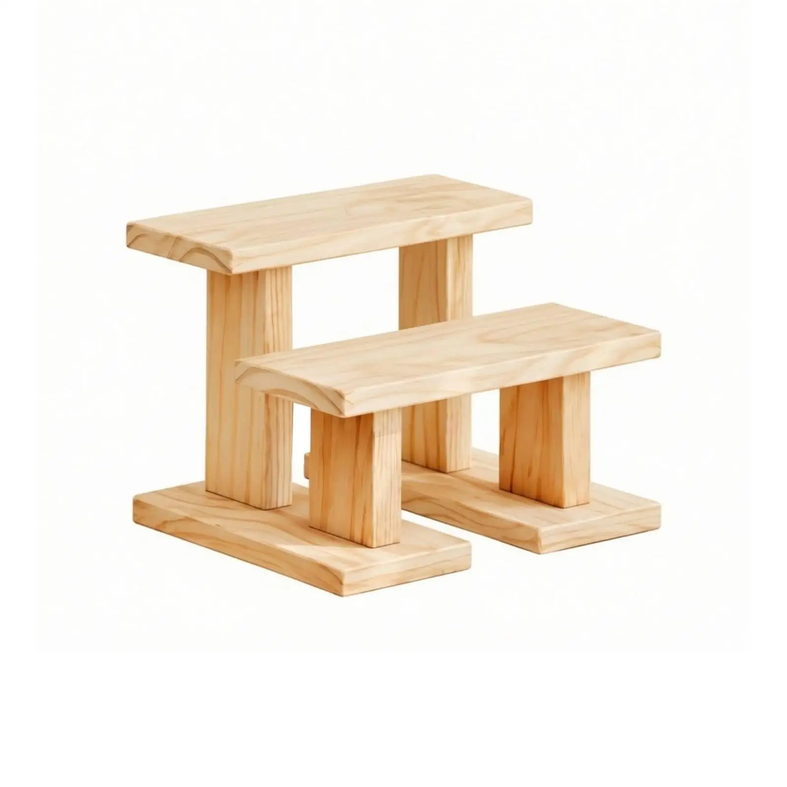 Low Profile Multi Tier Wood Shelf for Plant Display Balcony Desk Stand for Potted Greenery and Home Decor Items