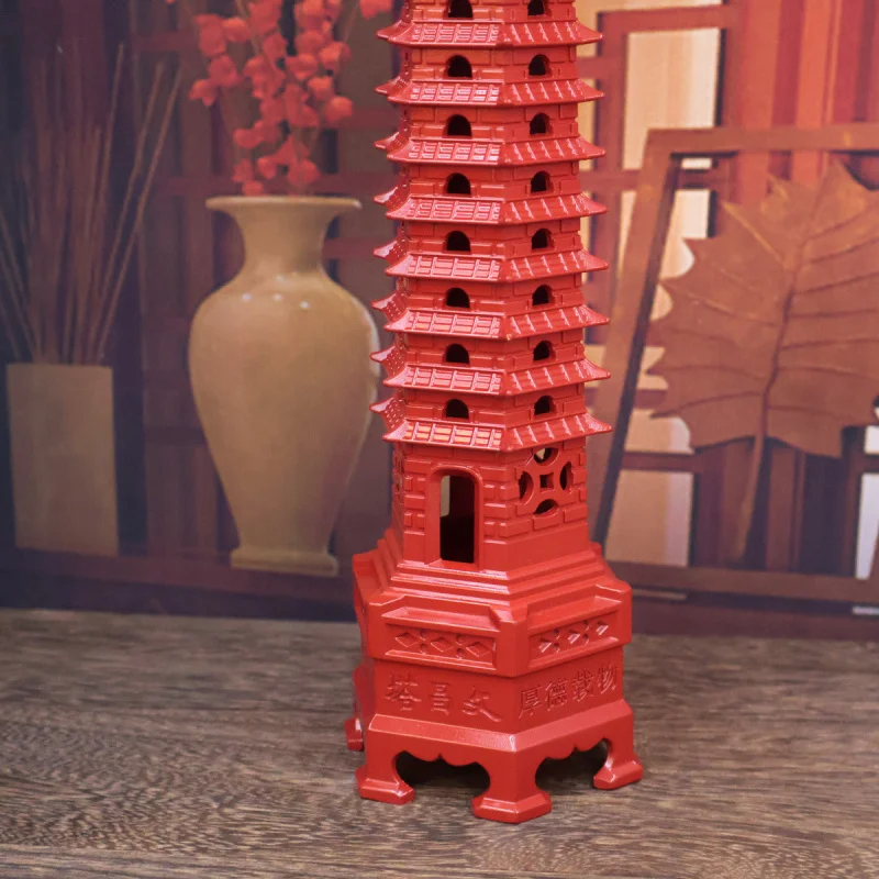 Tower Thirteen- Metal Wenchang Pen Children's Study Nine-Layer Cinnabar Craft Desk Gold List