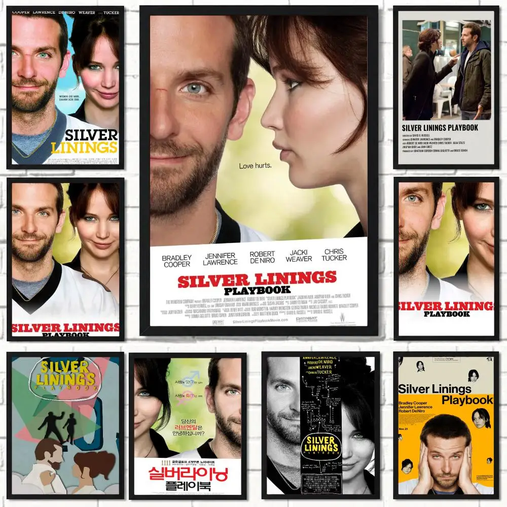 classic movie S-Silver Linings Playbook 2012-K Poster Self Adhesive Wall Decor for Modern Home Cafe Office and Bar