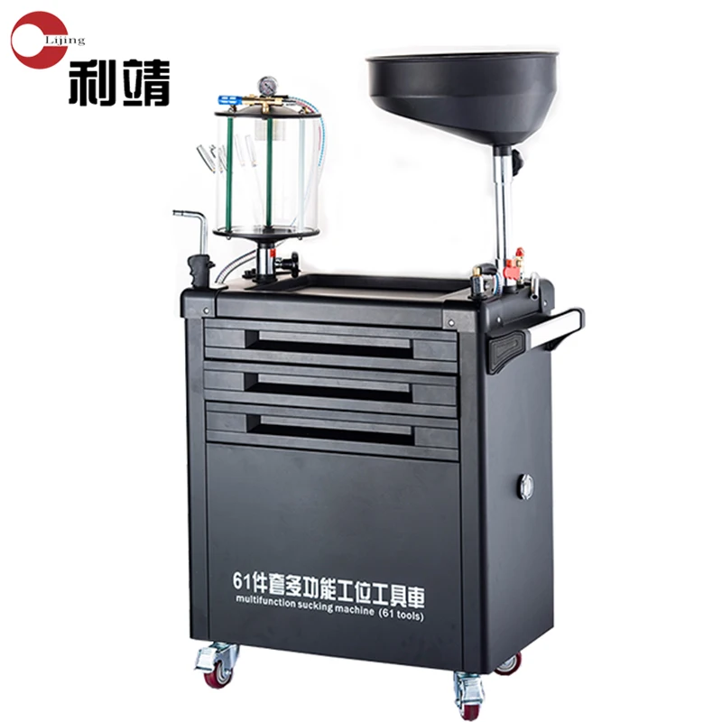 3 Drawers Workshop Roller Tool Engine Oil Filter Drain Collector With Filter Wrench Set