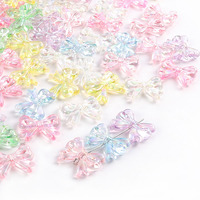 30pcs AB Color Shiny Transparent Small Bowknot Loose Spacer Beads DIY Phone Chain Jewelry Keychain Accessories Making