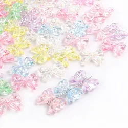 30pcs AB Color Shiny Transparent Small Bowknot Loose Spacer Beads DIY Phone Chain Jewelry Keychain Accessories Making