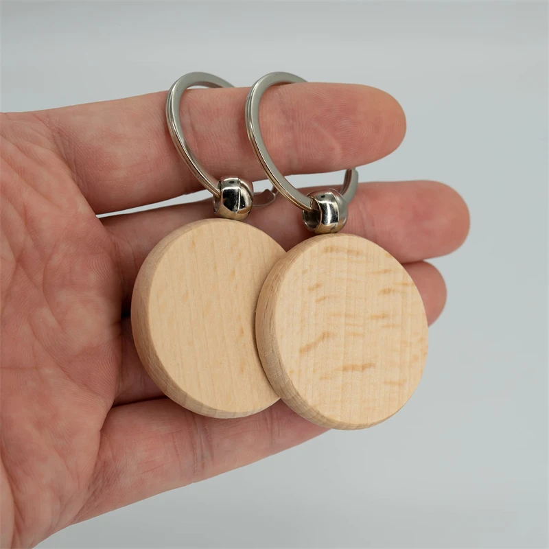 40Pcs Round Wood Keychain Blanks Diy Wooden Keychain Blanks Unfinished Wooden Key Ring Key Tag