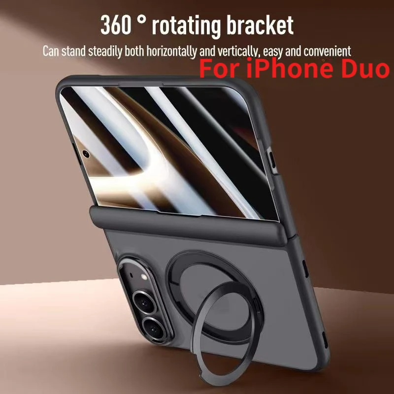 360 Degree Rotating Frosted Magsafe Compatible Magnetic Phone Case for iPhone Duo Fold High-Definition Privacy Screen Cover