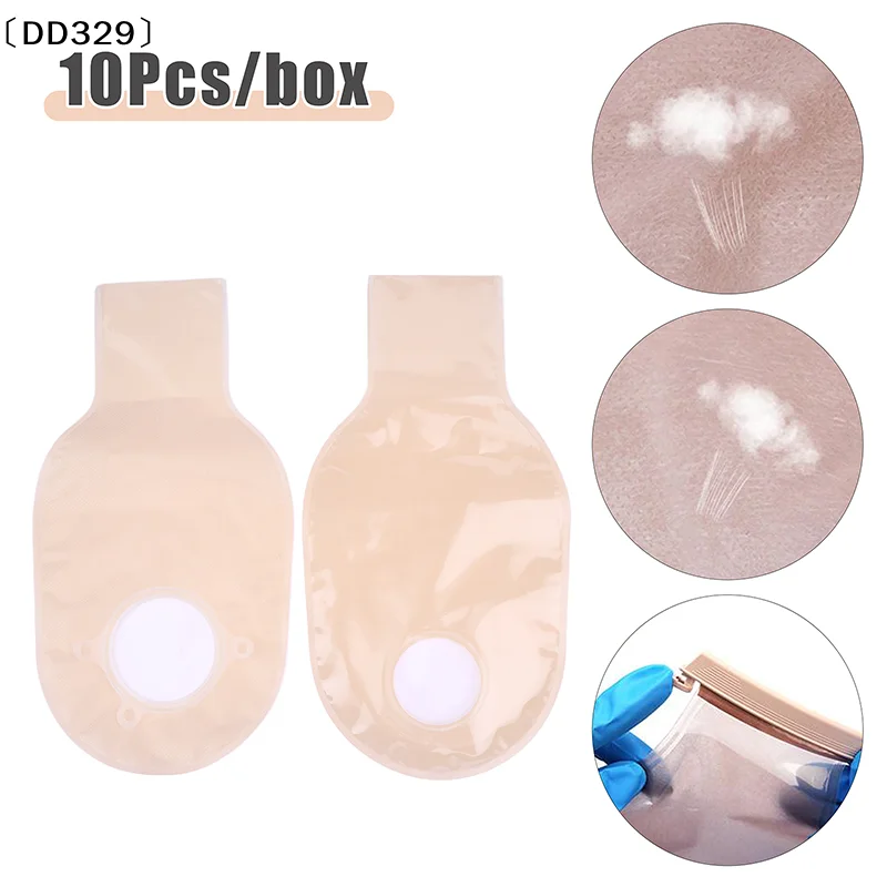 

10 Pcs Comfortable Ostomy Supplies Colostomy Bags 2 Piece Drainable Pouches With Hoop Look Ileostomy Stoma Care Supplies〔DD329〕