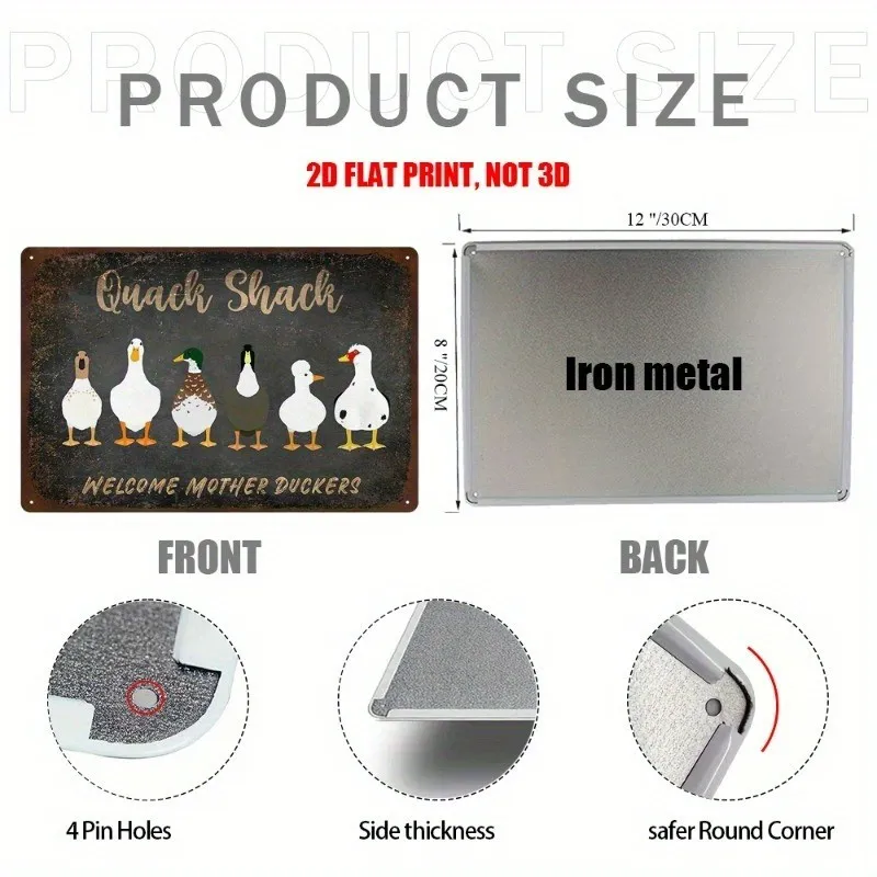 Funny Duck Lover Metal Signs Quack Shack Decor Farm/Garden/Yard Outdoor Wall Art