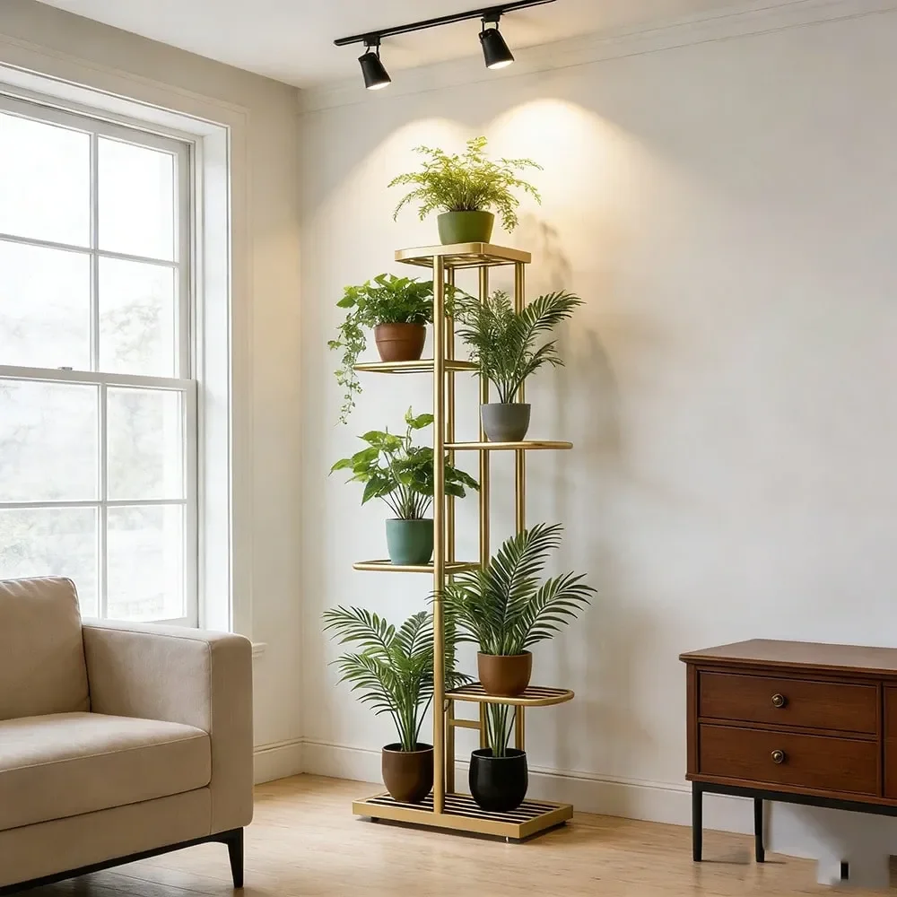 

7 6 5 4Tier Metal Plant Stand Versatile Indoor Outdoor Display Rack For Flower Pots, Modern Home Decor, And Gardening Storage.