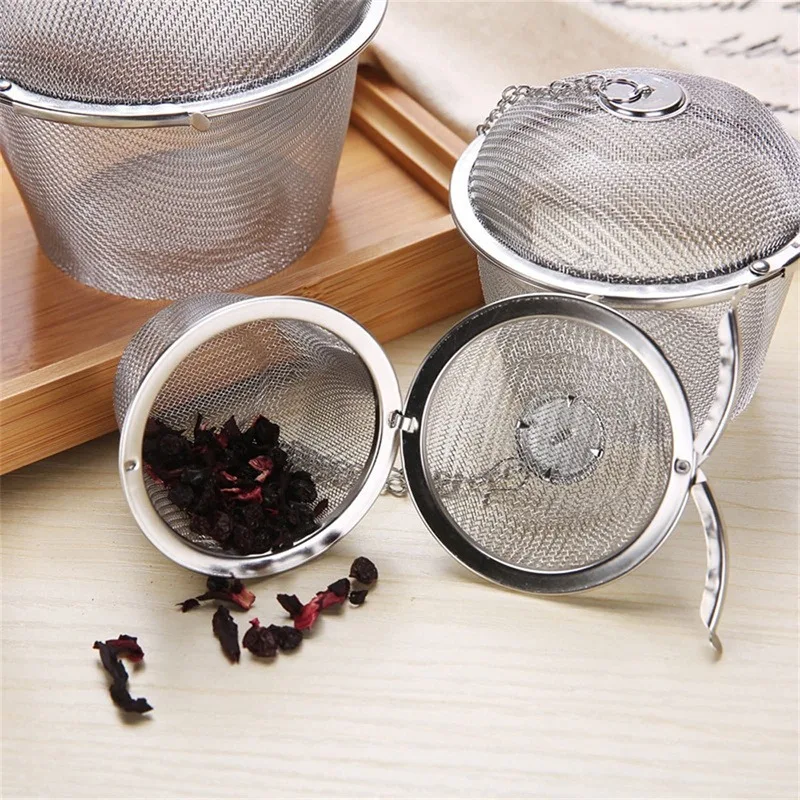 304 Stainless Steel Tea Ball Round Tea leak Seasoning Ball Pot Soup Filter Bag Marinating Ball Tea Strainer Tea Set Accessories