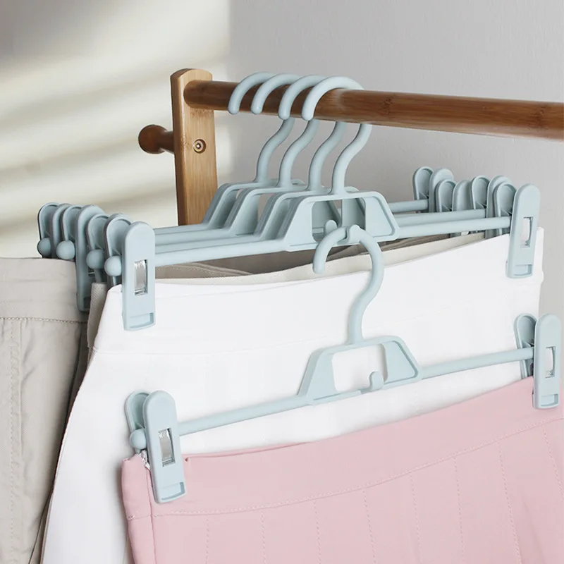 5pcs Household Adjustable Seamless Pants Rack Balcony Drying Clip Wardrobe Pants Storage Clip To Prevent Pants Wrinkles
