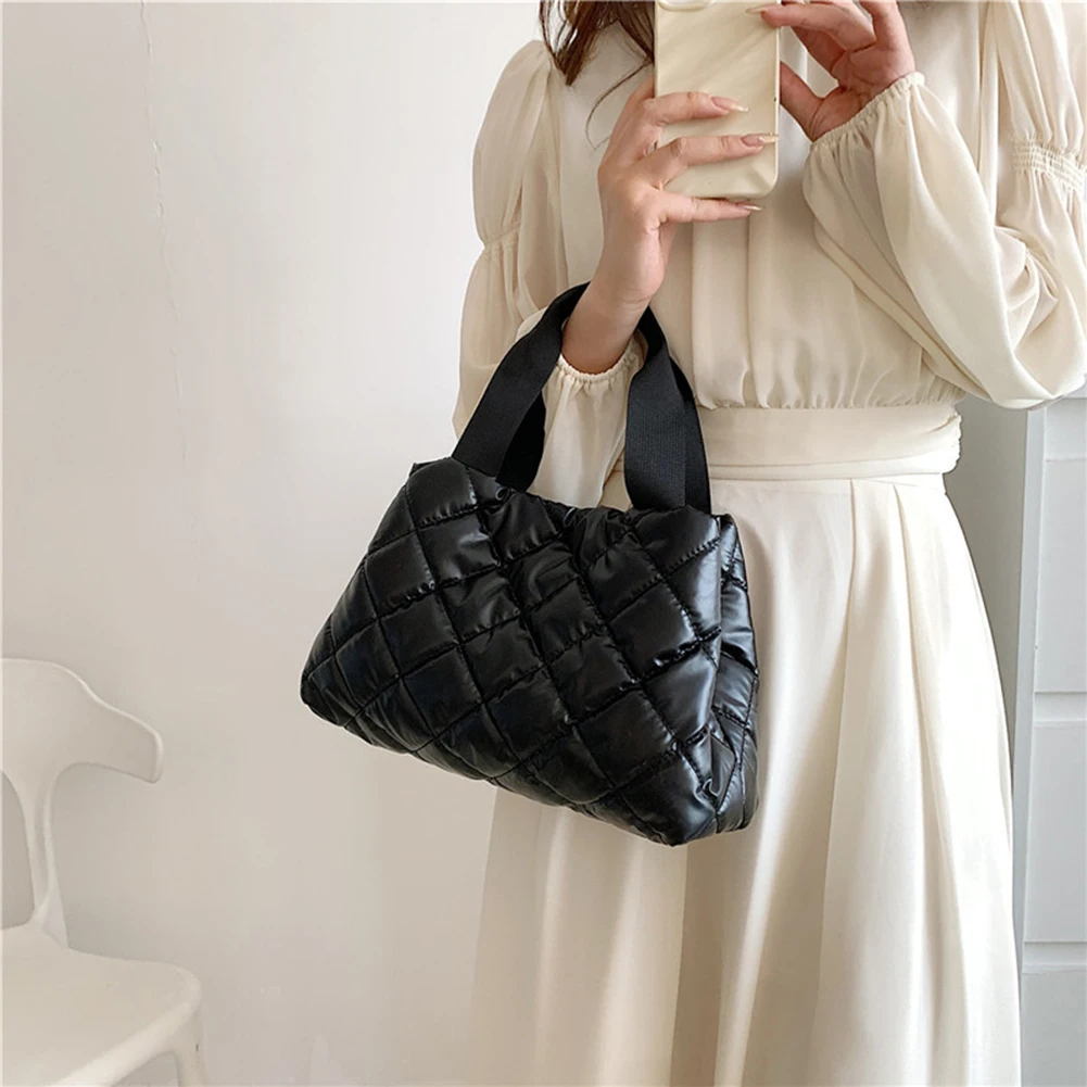 Puffer Shoulder Bag for Women Down Cotton Padded Tote Bag Bubble Handbag Purse Large Shopper Bag Quilted Cloud Top Hand Bag