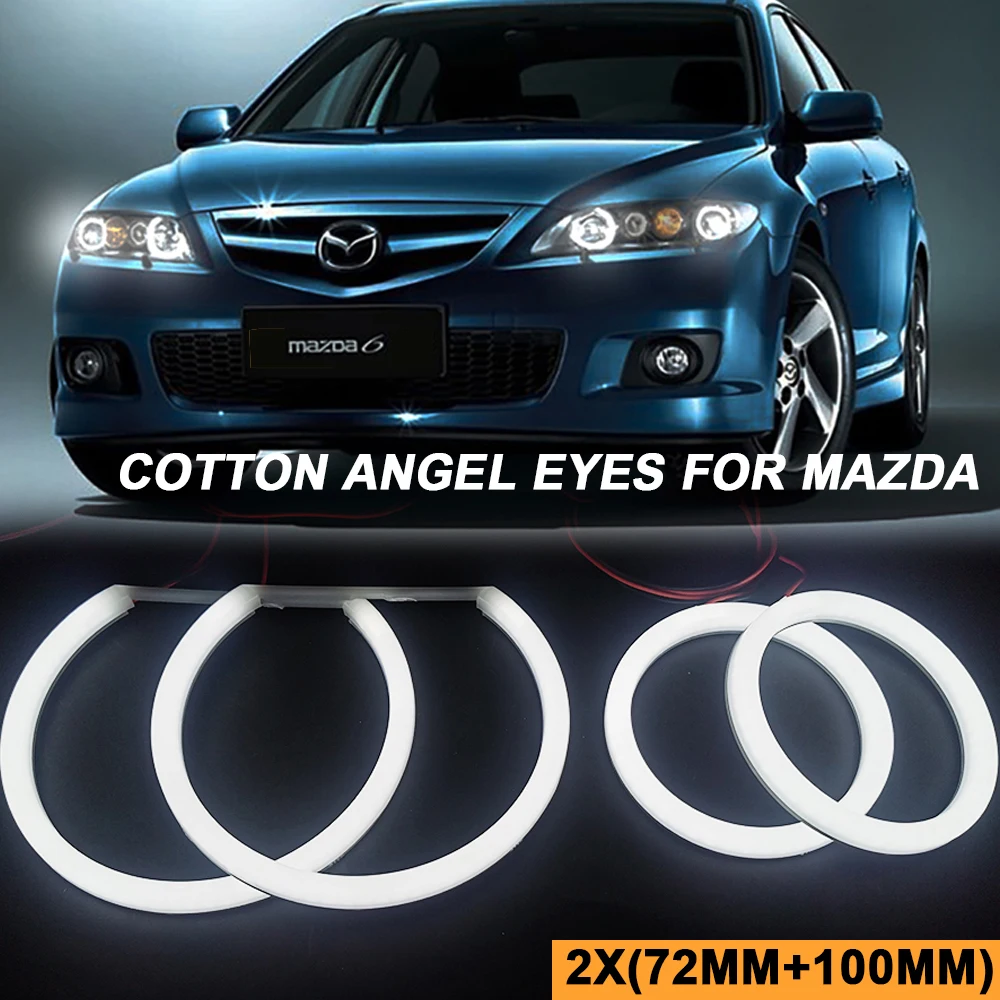 

For Mazda 3 6 White LED Angel Eyes Headlights Canbus No Error Daytime Running DRL Parking Accessories Kits