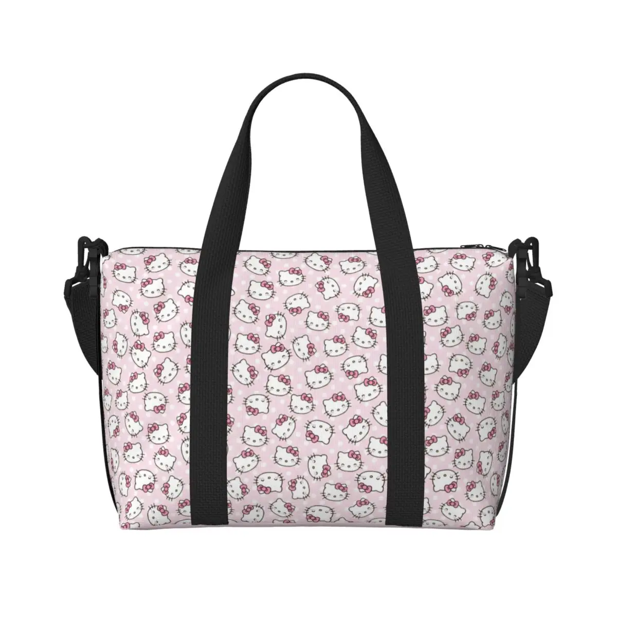 

Custom Hello Kitty Tote Bag for Women Big Capacity Gym Beach Travel Bags