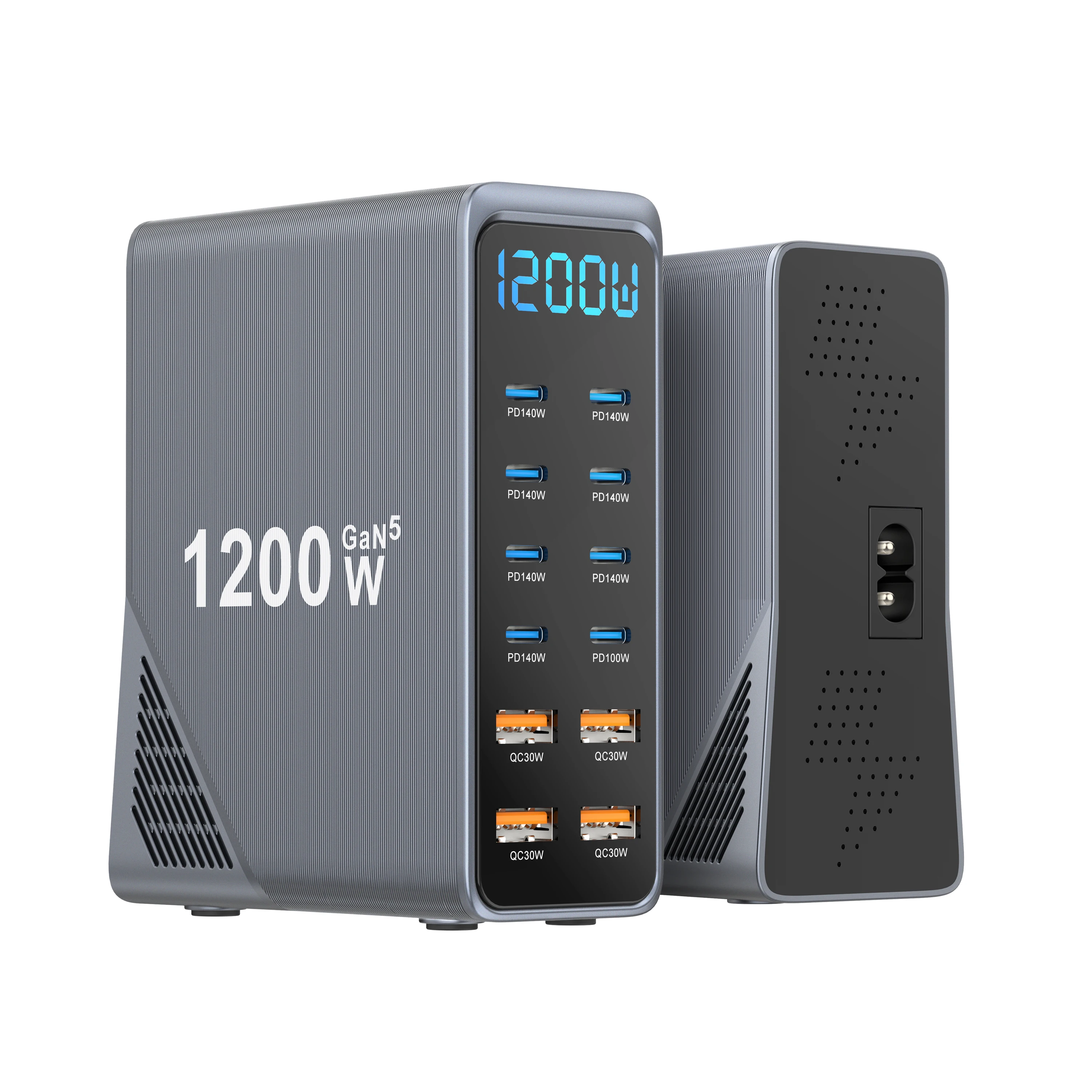 1200W GaN Desktop Charging Station Adapter PD3.1 USB Type C Hub 12-Port Fast Charger for MacBook iPhone 18 17 16 Samsung S25