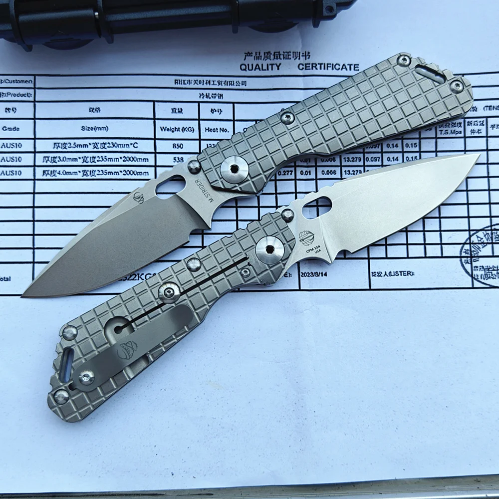 JUFULE M.Strider SNG Monkey Customized Titanium Handle Steel Insert Copper Washer Folding Knife Camping Hunting Outdoor EDC Tool