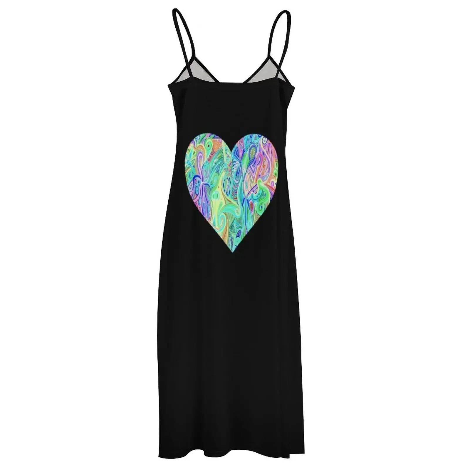 Extreme Neon Glow Black Light Rave Heart Party Sleeveless Dress dress women elegant luxury Dress woman