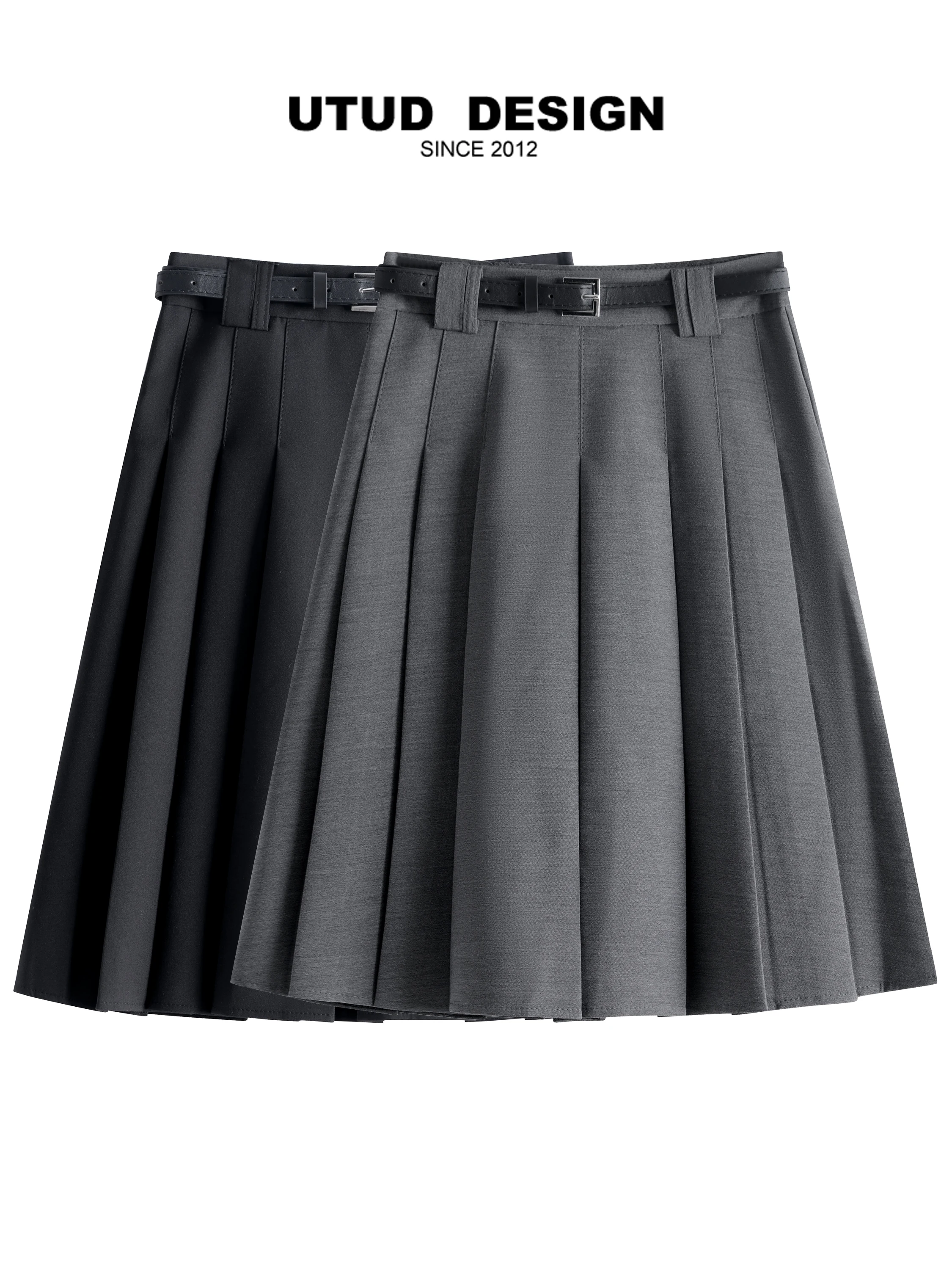 

UTUD DESIGN антивозрастная плиссированная юбка для колледжа с высокой талией, женская ранняя осень, юбка из смеси полиэстера