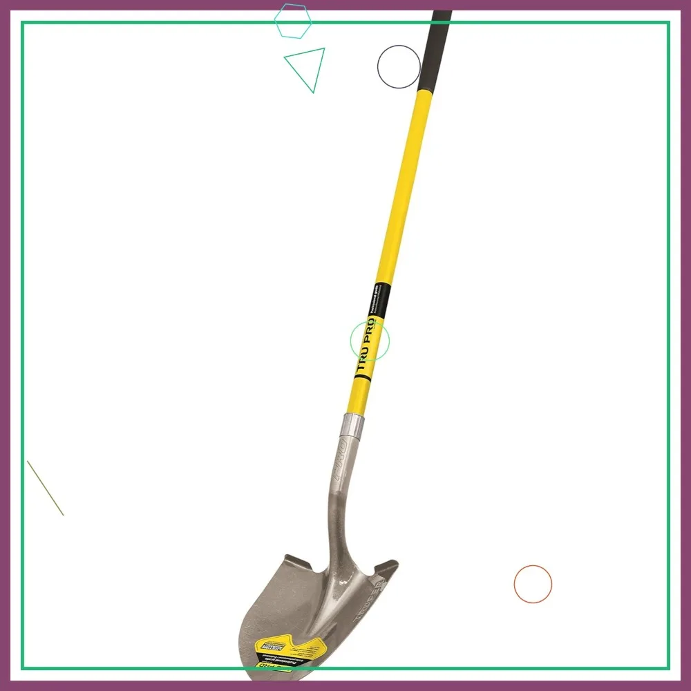 Pá profissional de ponta redonda com cabo de fibra de vidro, punho de 10 polegadas, 48 polegadas para jardinagem e construção