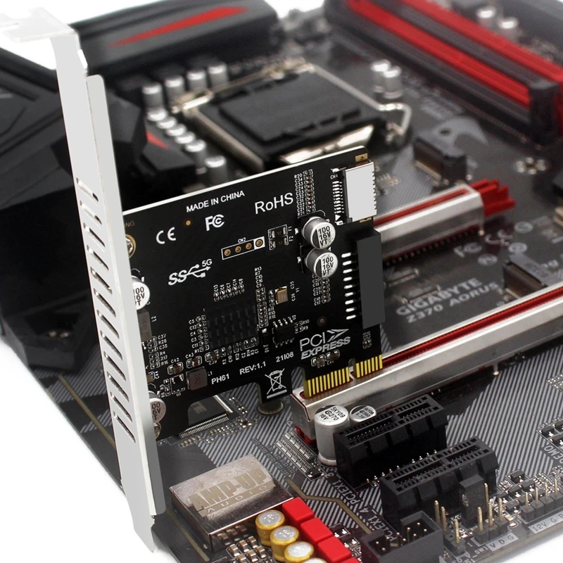 PCI-E to USB 3.0 Expansion Card 5Gpbs Type E PCI Express Card 19/20 Pin Header for Type C Front Panel Mount Adapter