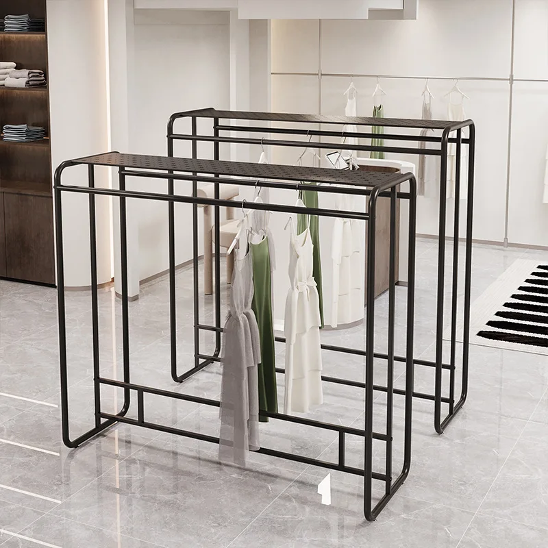 

Simple clothing store double row middle island display rack floor-to-ceiling women's clothing shelf wrought iron middle island