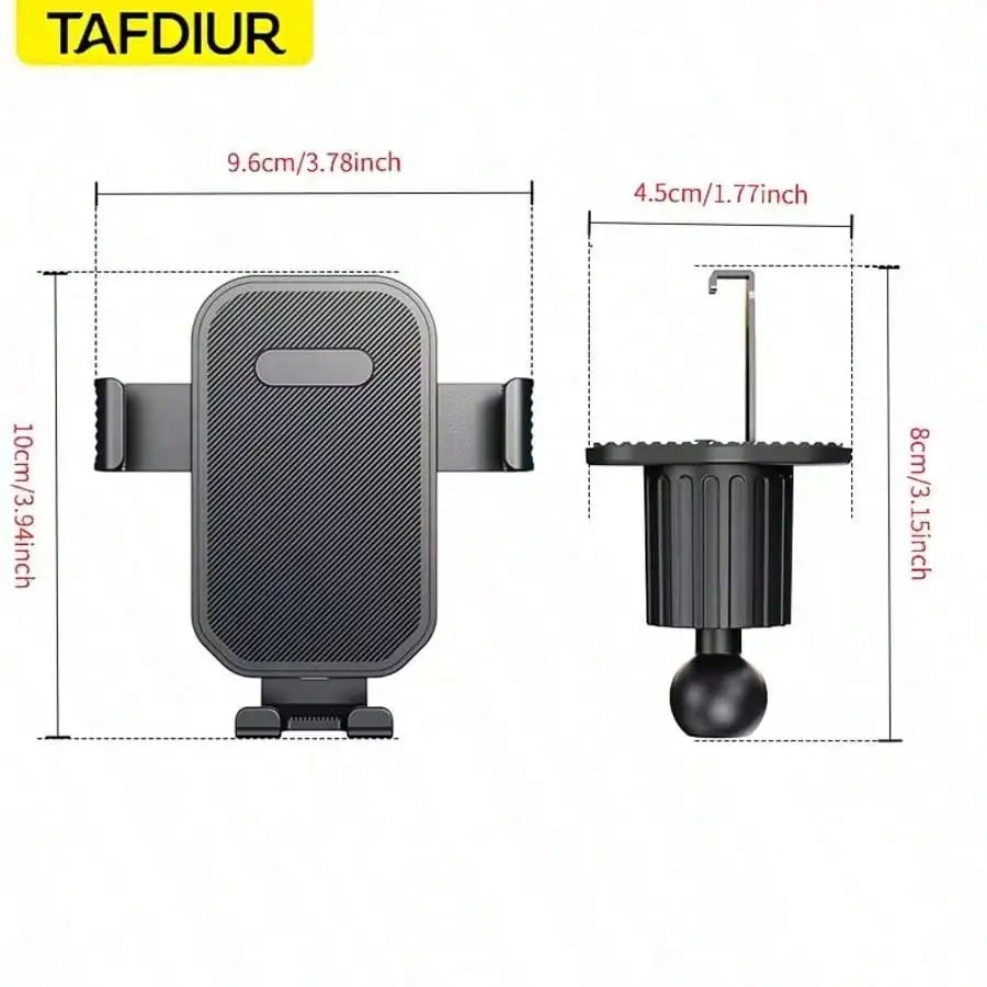 Tafdiur 1-Piece Abs Material Black Textured Short Hook Air Vent Mount Phone Holder for Car, Air Vent Installation, Easy and Quick Installation, Universal Car Navigation and Music Listening Phone Holder