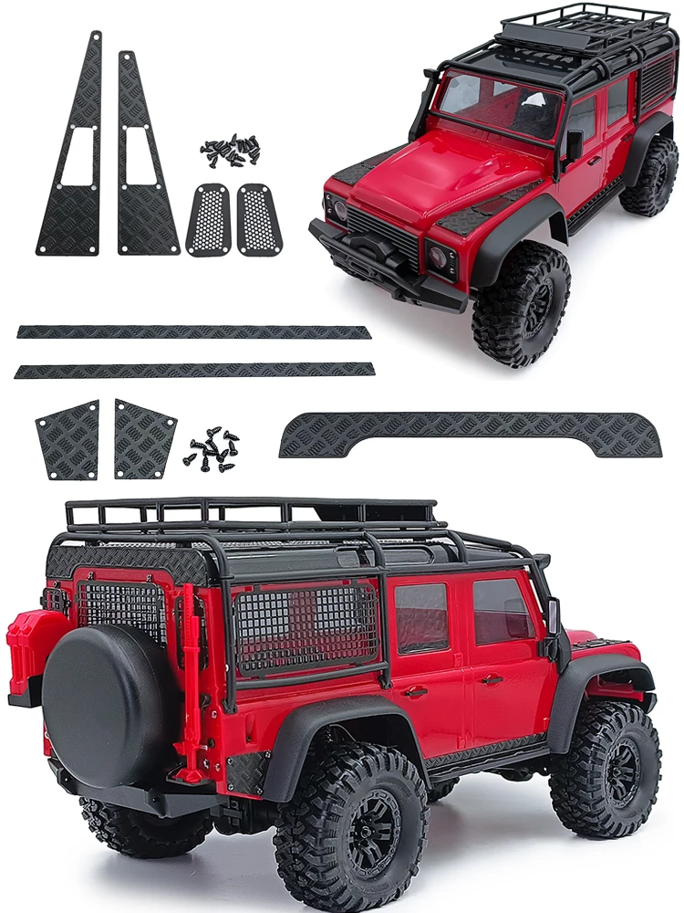 AXSPEED – couvercle de moteur en acier inoxydable, Grille d'admission d'air, pédale latérale, plaque antidérapante pour TRX4-M Defender 1/18 RC, corps de coque de voiture