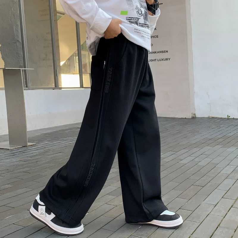 Crianças unissex primavera calças para meninos e meninas estilo casual solto em linha reta ajuste calças esportivas crianças escola esportiva moletom