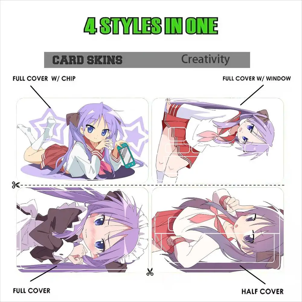 kagami Hiragi Lucky star   Sticker Film Tape Skin for Credit Card Debit Card Waterproof Stickers