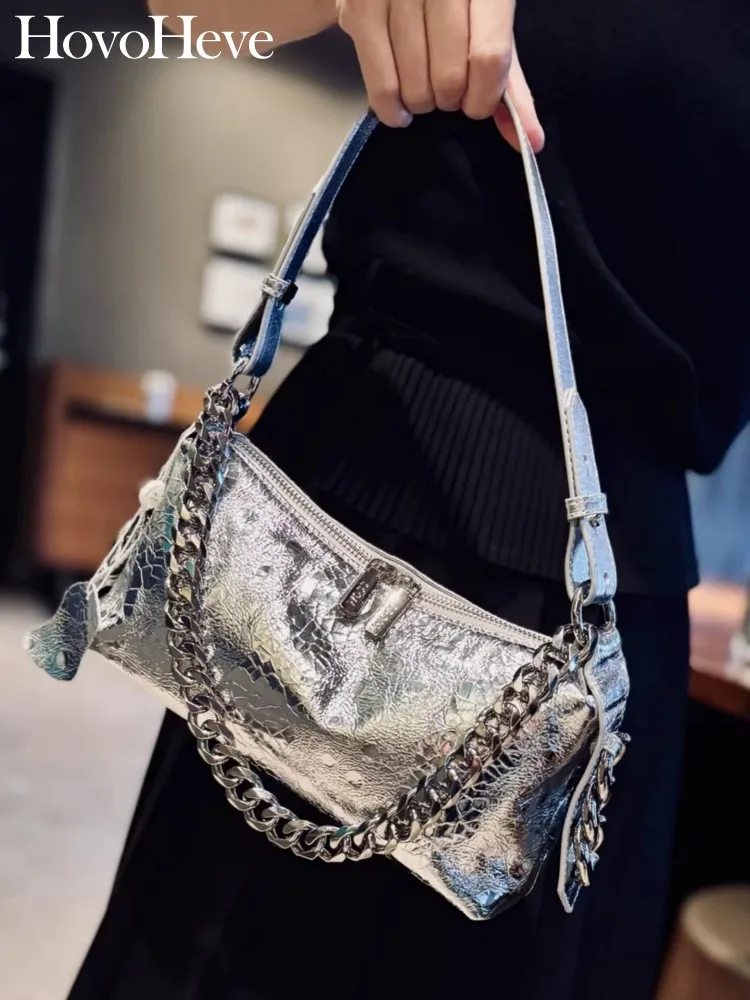 

Concise Female Zipper Genuine Leather Bags Versatile Ladies Chain Handbag Fashion Solid Color Cowhide Single Shoulder Bag