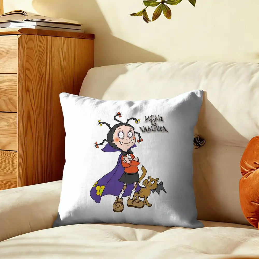 M-Mona The V-Vampire Cushion Cover Plush Fabric Soft Double-Sided Printed Sofa Home Decor Fine Winter Gift Pillow Case