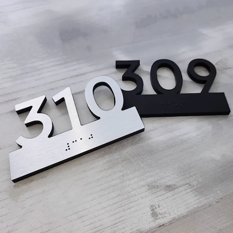 

Apartment Number Plaques Hotel Room Braille Signs Room House Number Signs Custom Door Numbers with Braille