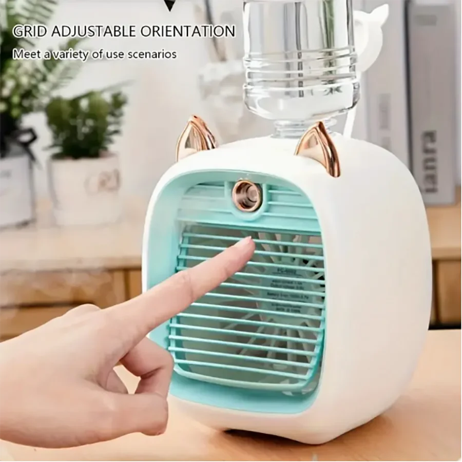 Portable mini air conditioner fan, electricfan, office desk atomization, 1200 mah, 3-speed air conditioner water-cooled fan,USB